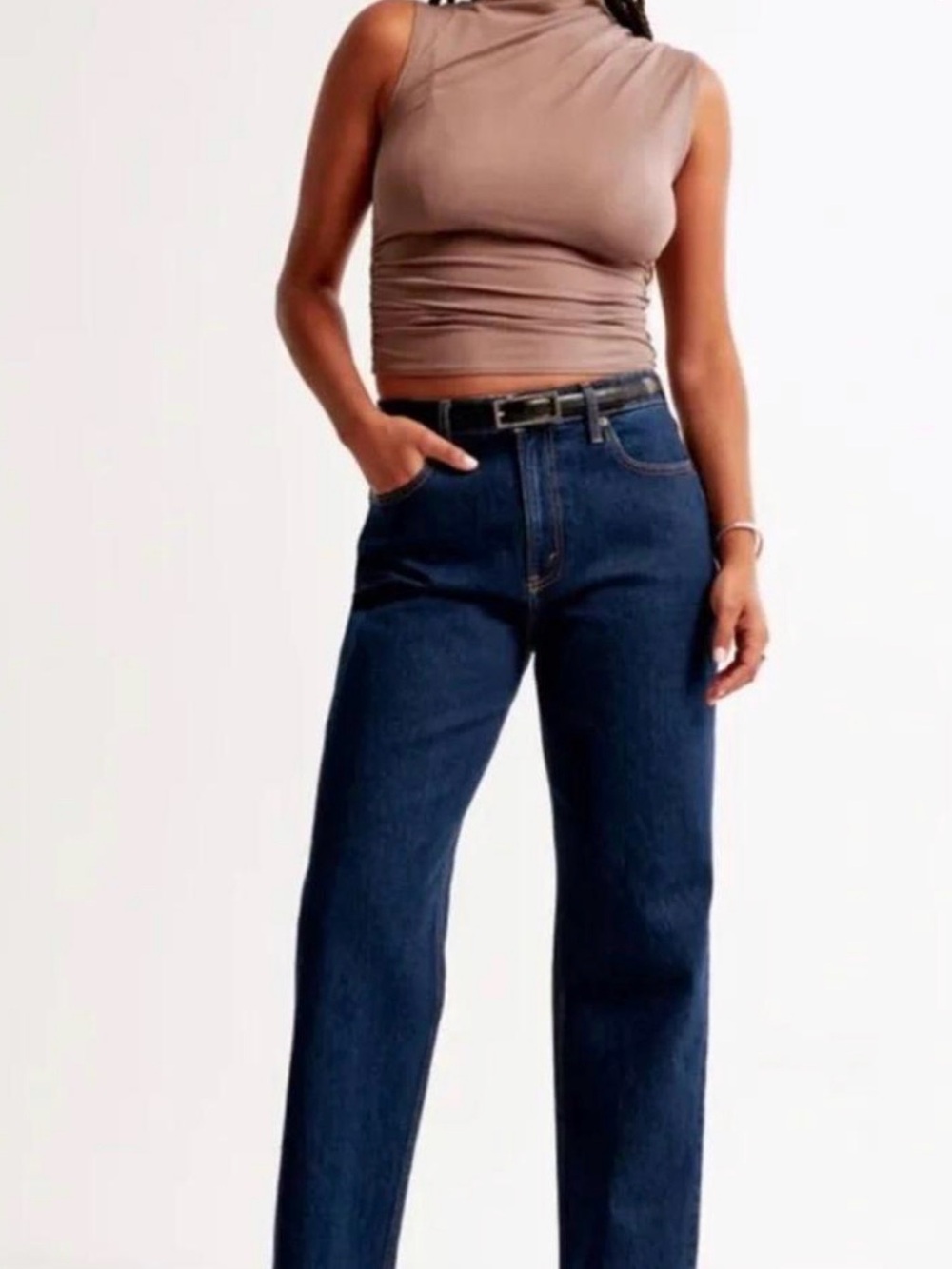 Abercrombie & fitch the vintage straight high rise in dark blue size 10